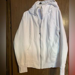 White lulu zip scuba hoodie